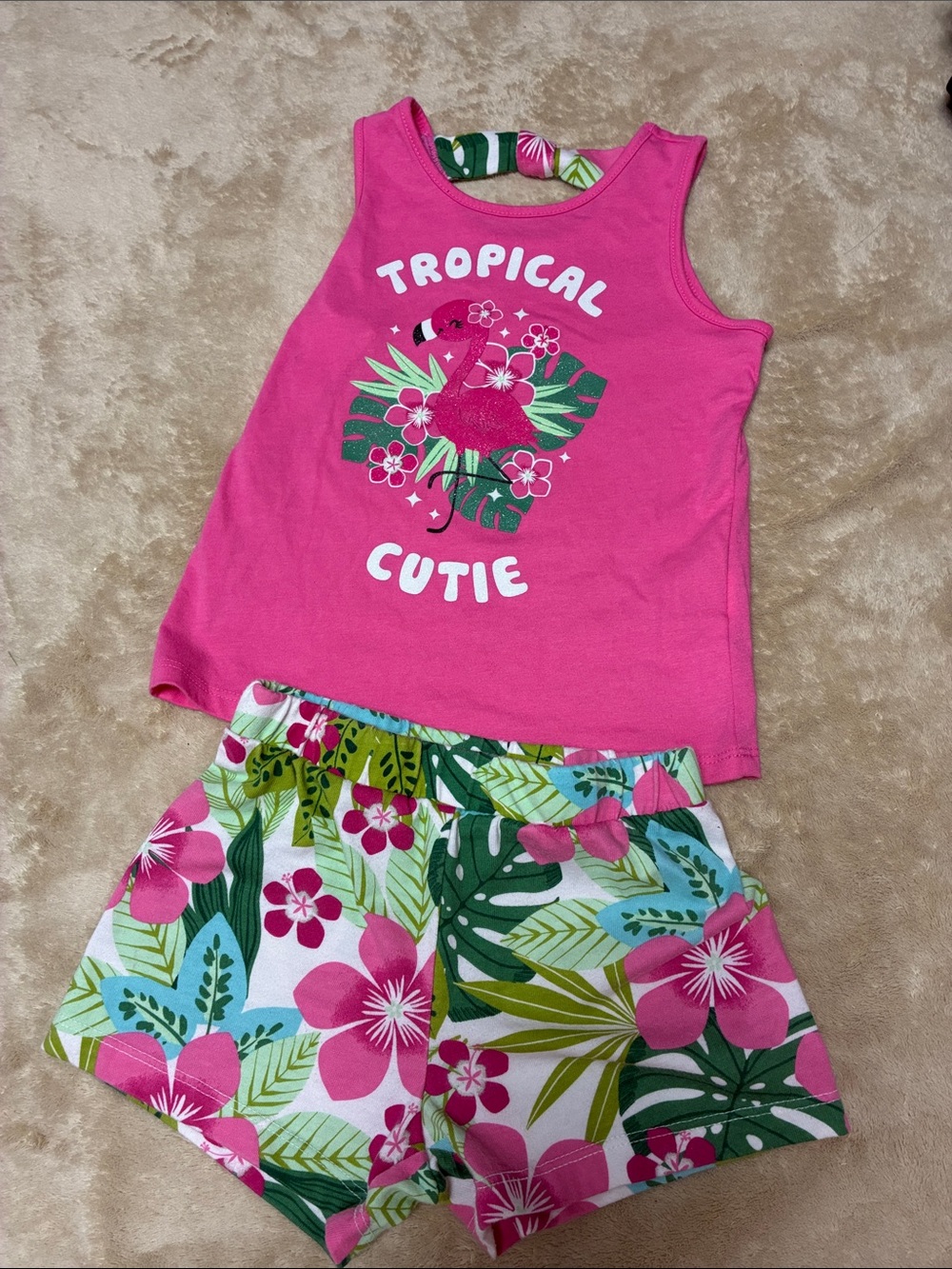 The Children's Place Pink Tropical Cutie Tank & Floral Shorts Set